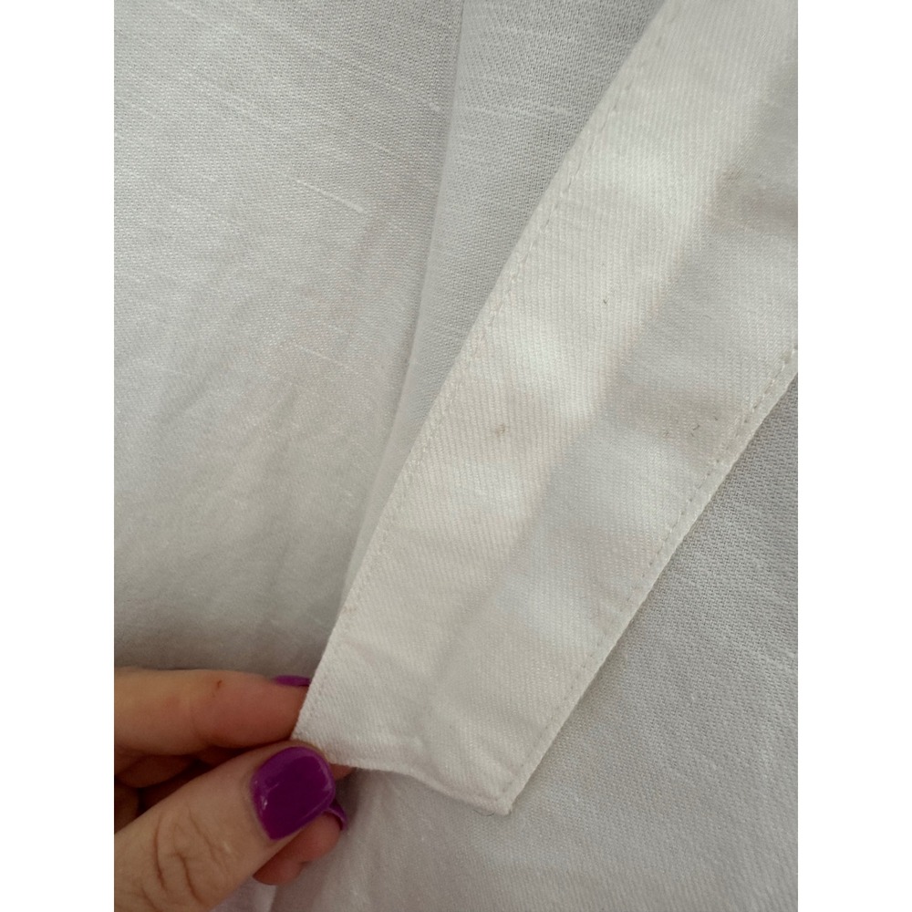 NWT LOFT White Linen Blend Wide Leg Cropped Pants Petite Large LP 32825497 - Picture 7 of 10